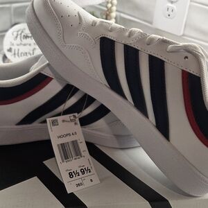 Adidas Men's Red, White And Blue Hoops 4.0 Shoes